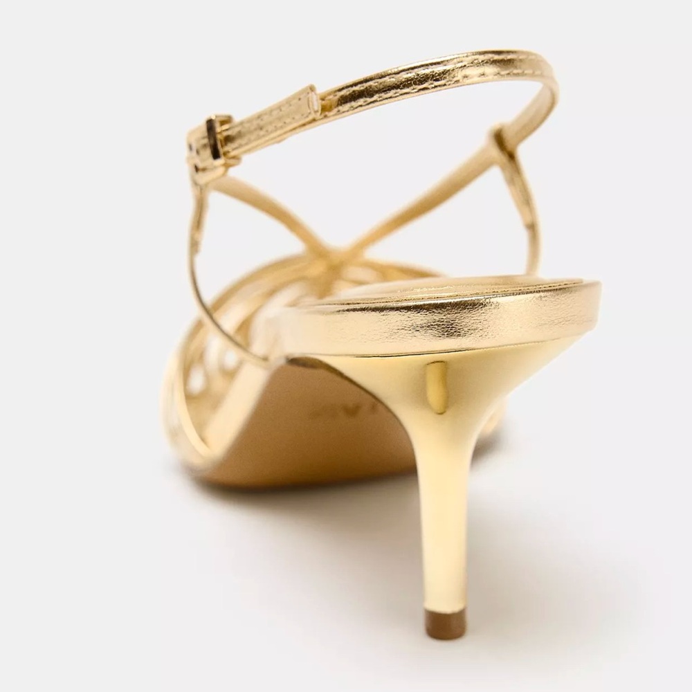 ZARA Metallic Effect Heeled Slingbacks - Picture 3 of 5